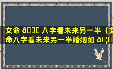 女命 🐘 八字看未来另一半（女命八字看未来另一半婚姻如 🦁 何）